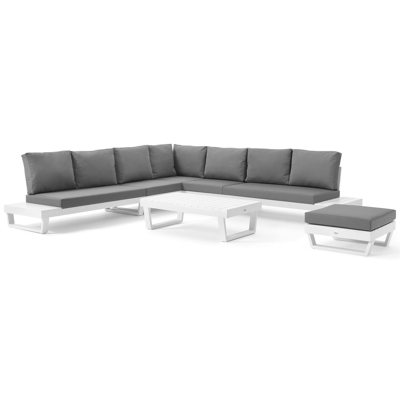 Modica lounge poef in wit aluminium met grijs textilene kussen