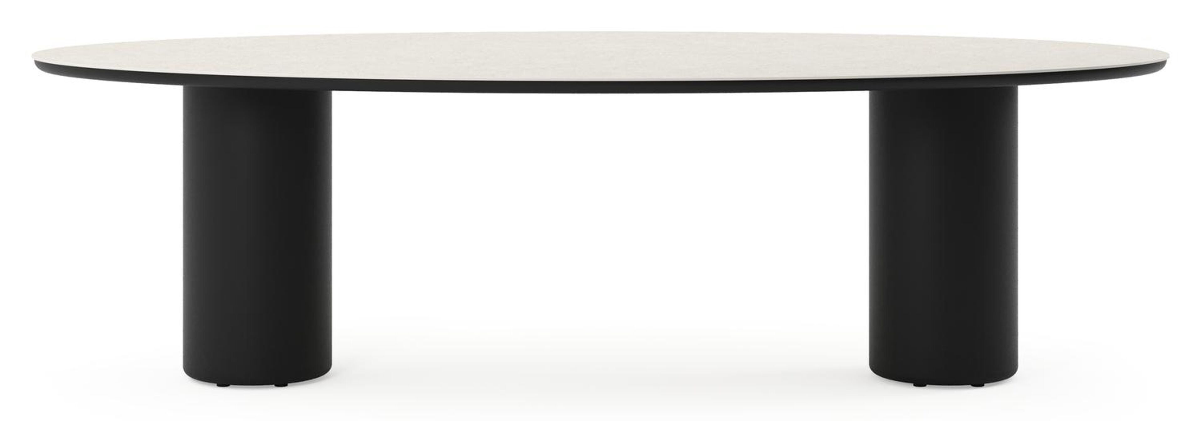 Table de jardin Amico oval en aluminium noir et céramique pleine Shilin - Lg. 260 x Lrg. 125 x Haut. 74 cm