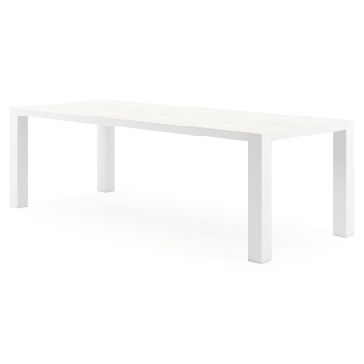 Nano tuintafel rechthoekig in wit aluminium en volkeramiek calista - L 240 x B 100 x H 75 cm