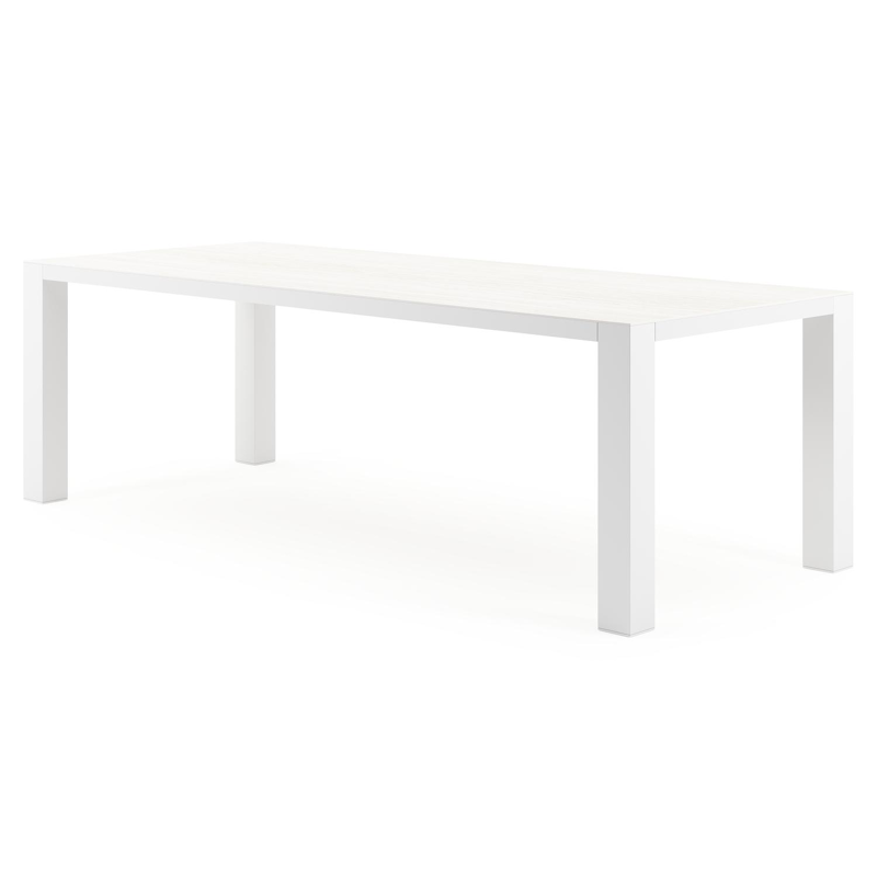 Nano tuintafel rechthoekig in wit aluminium en volkeramiek calista - L 240 x B 100 x H 75 cm