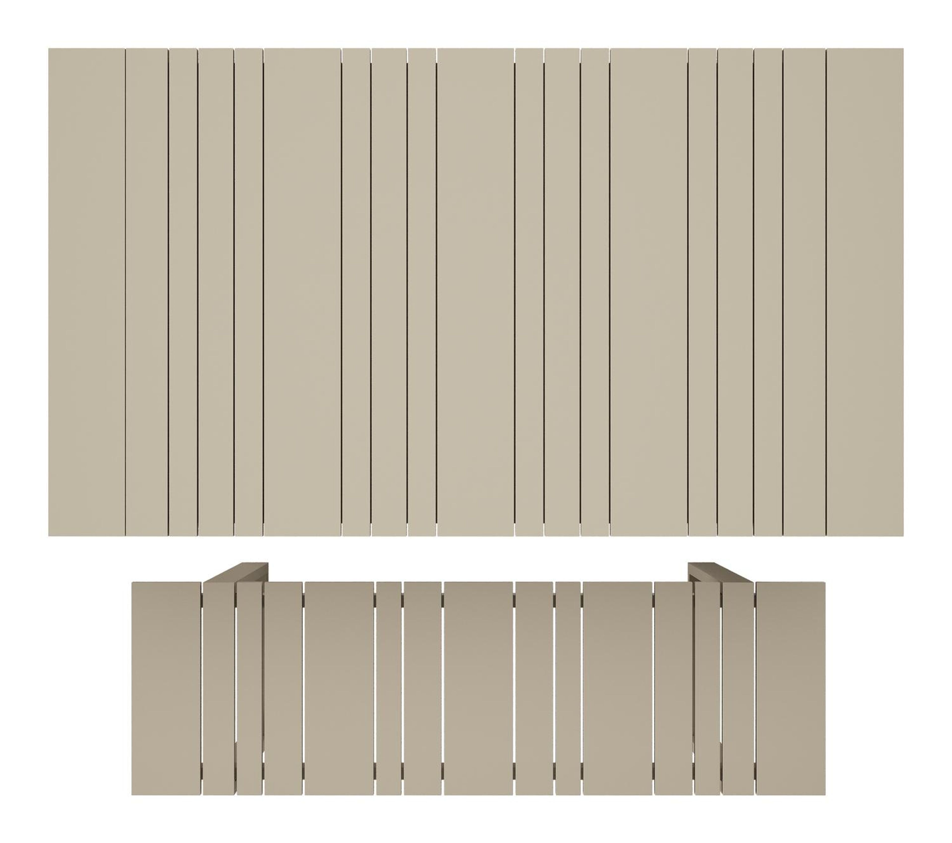 Table basse et banc Merida en beige aluminium beige - Lg. 123 x Lrg. 70 x Haut. 70 cm