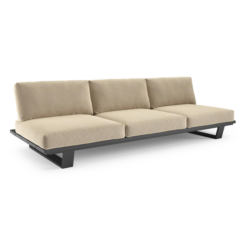 Pagino loungebank in zwart aluminium met althea camel all weather cosytica kussen