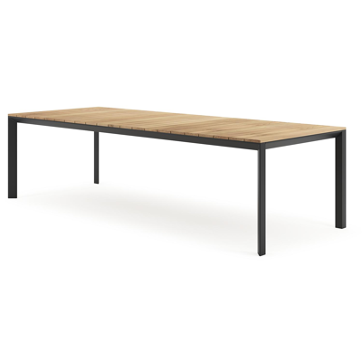 Table de jardin Malito en aluminium noir et teck - Lg 280 x Larg. 110 x H 75 cm