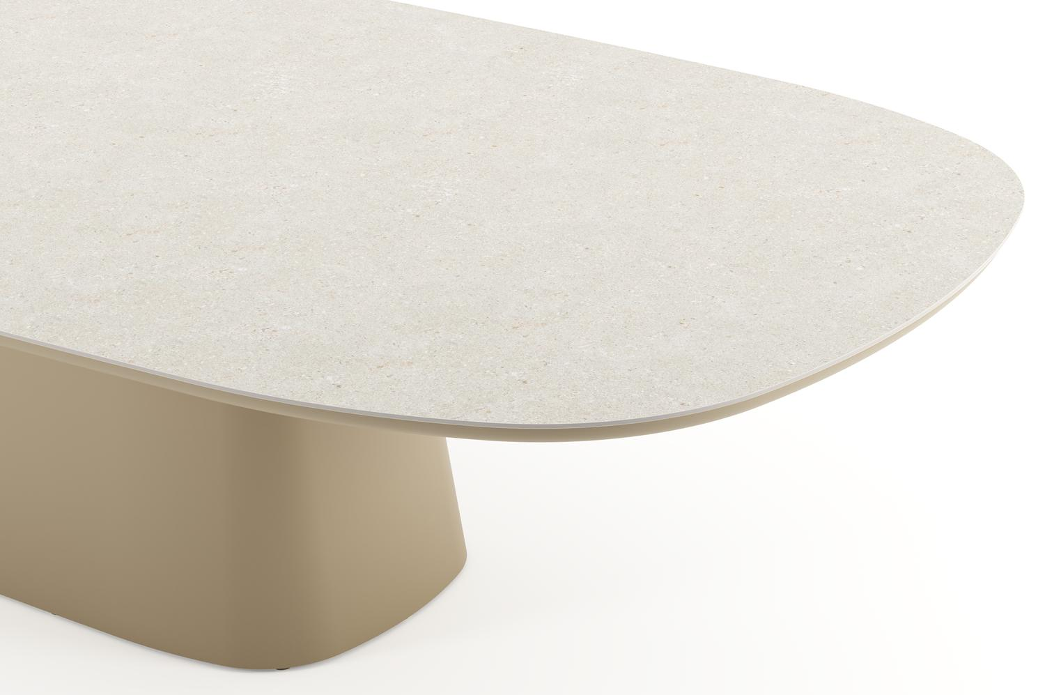 Amico tuintafel bombo xl in beige aluminium en volkeramiek Shilin - L 320 x B 148 x H 73.5 cm