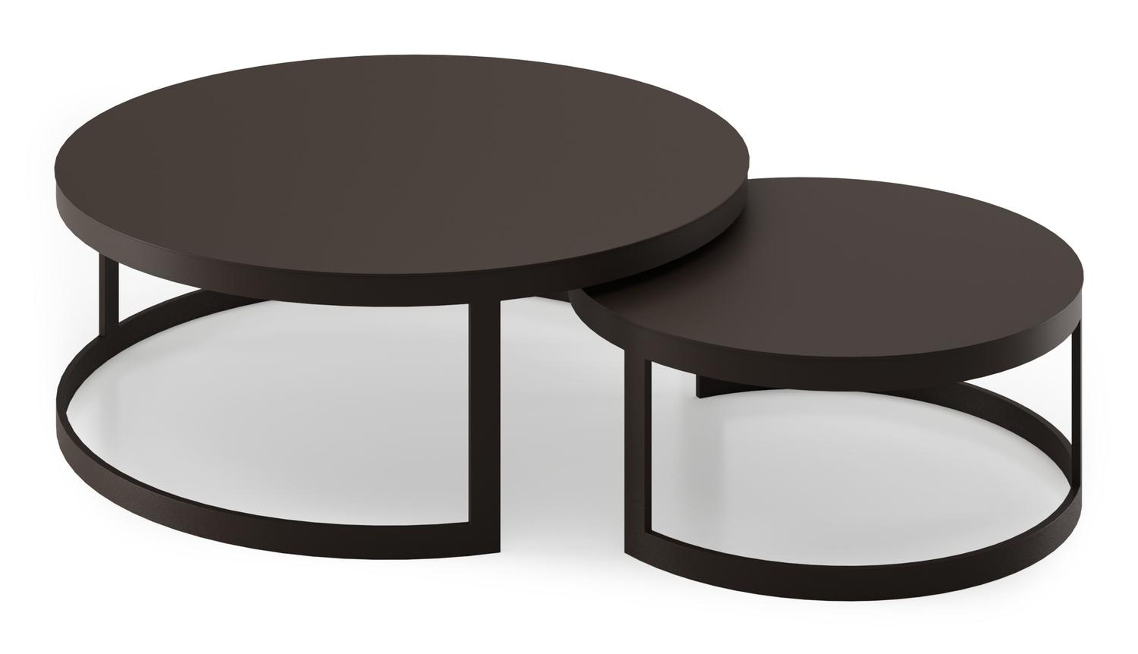 Enna set van 2 loungetafels in donkerbruin aluminium - Dia. 100/70 x H 37/30 cm