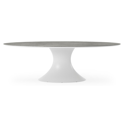 Table de jardin Fano en aluminium blanc et céramique pleine aspen grey - Lg 240 x Larg. 135 x H 75 cm