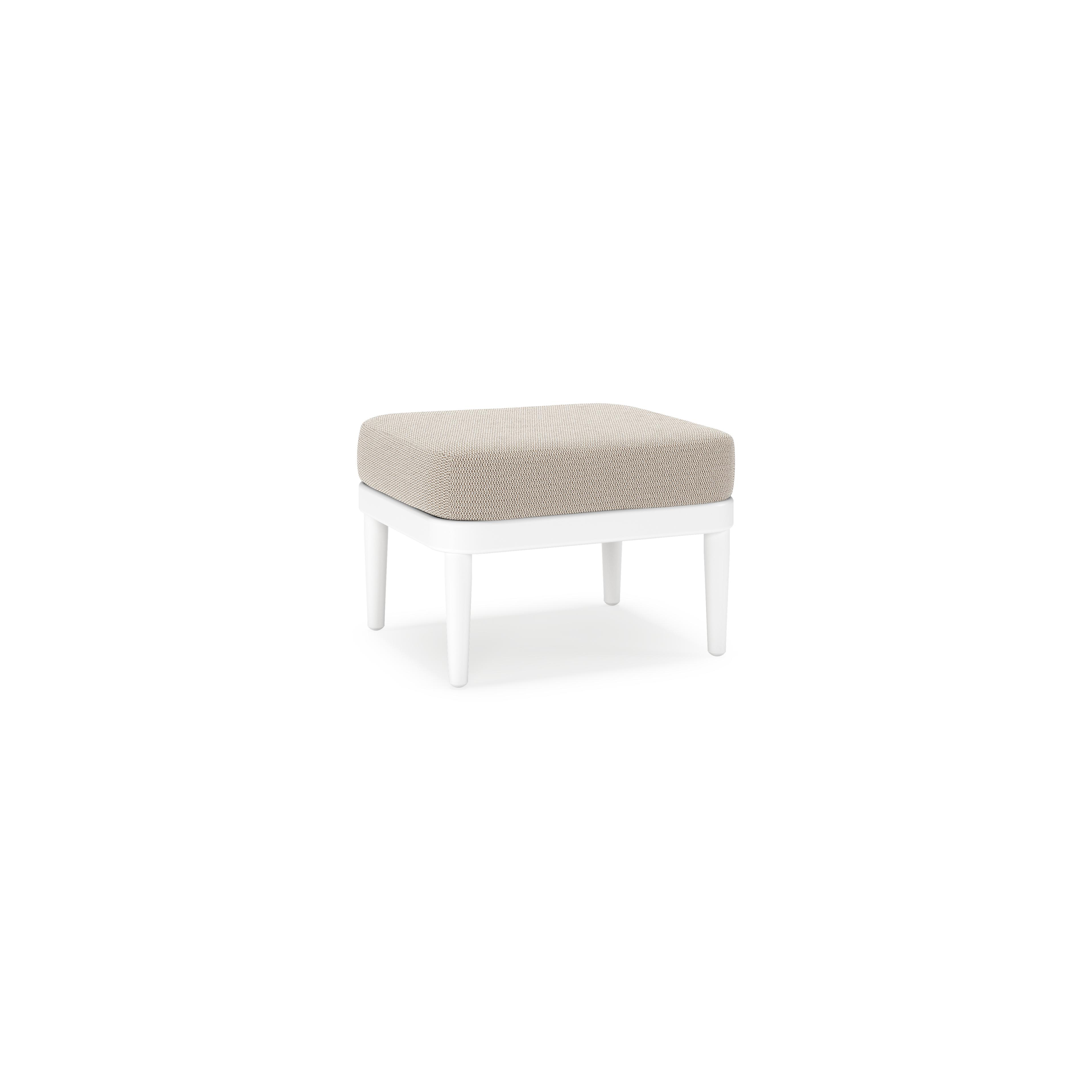Orso poef in wit aluminium met Lopi Fossil All Weather Sunbrella® luxe kussen