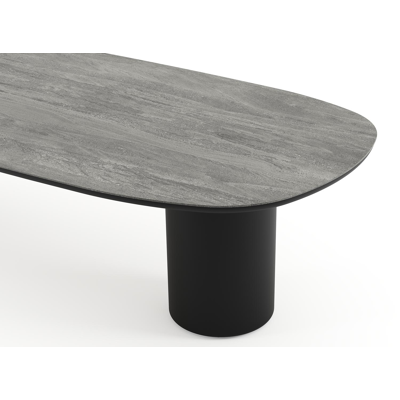 Amico tuintafel bombo in zwart aluminium en volkeramiek Aspen Grey - L 320 x B 130 x H 73.5 cm