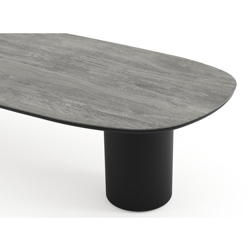 Amico tuintafel bombo in zwart aluminium en volkeramiek Aspen Grey - L 320 x B 130 x H 73.5 cm