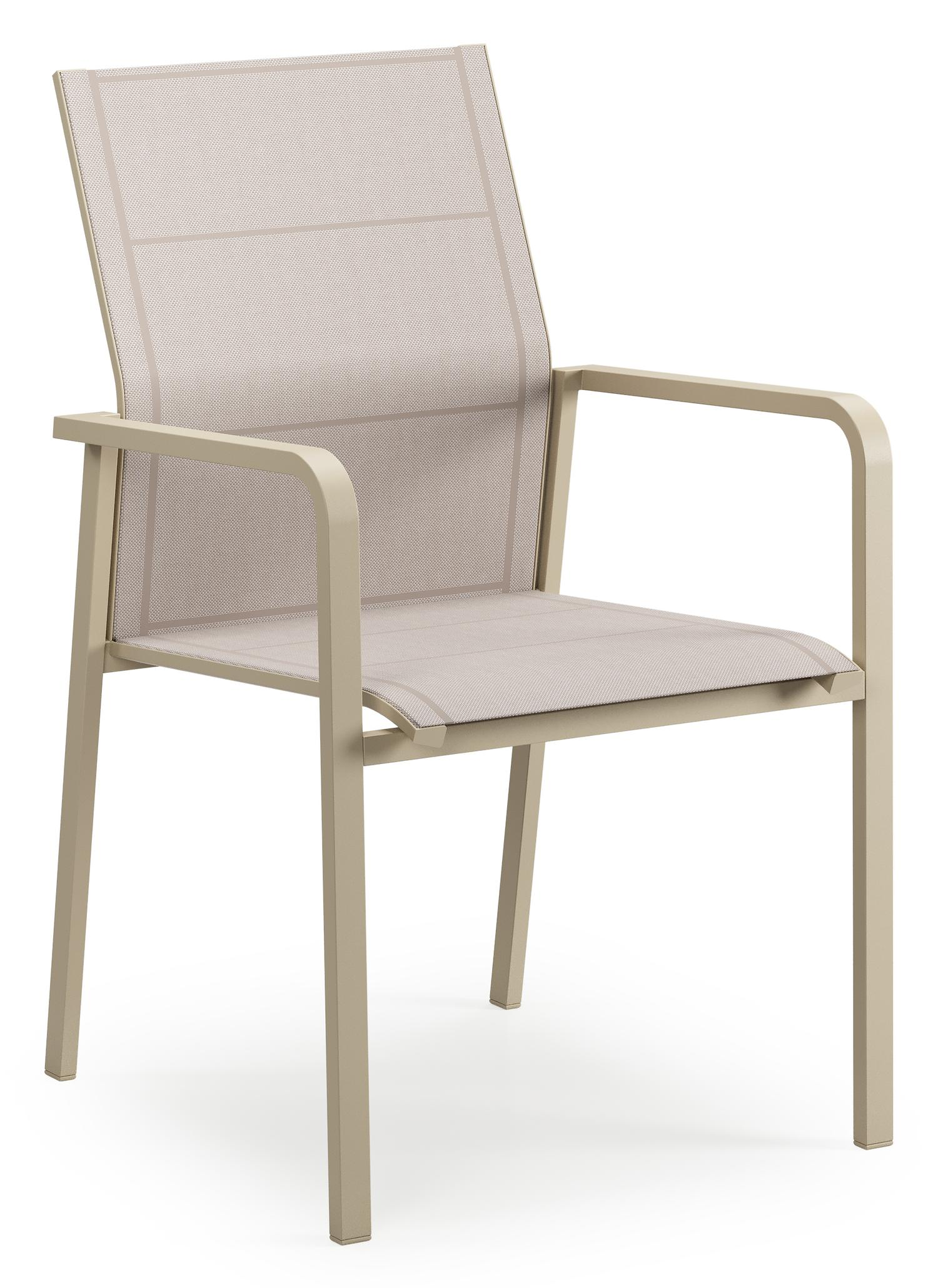 Chaise de jardin empilable Como en aluminium beige et textilène simple beige 