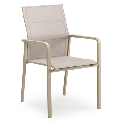 Como stapelbare tuinstoel in beige aluminium en beige single textilene