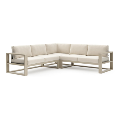 Verato loungehoek in beige aluminium met althea off white all weather cosytica kussen