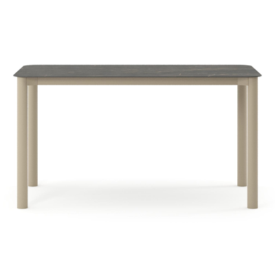 Orso tuintafel rechthoekig afgerond in beige aluminium en volkeramiek Black Obsession - L 140 x B 80 x H 74.5 cm