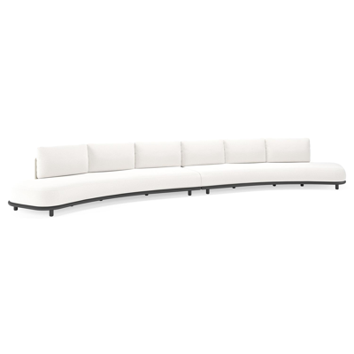 Lomano loungebank in zwart aluminium en beige verticaal geweven luxe vlakke rope met Soul Optik all weather solica