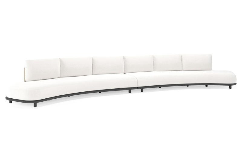 Lomano loungebank in zwart aluminium en beige verticaal geweven luxe vlakke rope met Soul Optik all weather solica