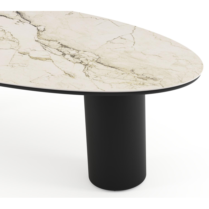 Table de jardin Amico oval en aluminium noir et céramique pleine Colorado Dunes - Lg. 260 x Lrg. 125 x Haut. 73.5 cm