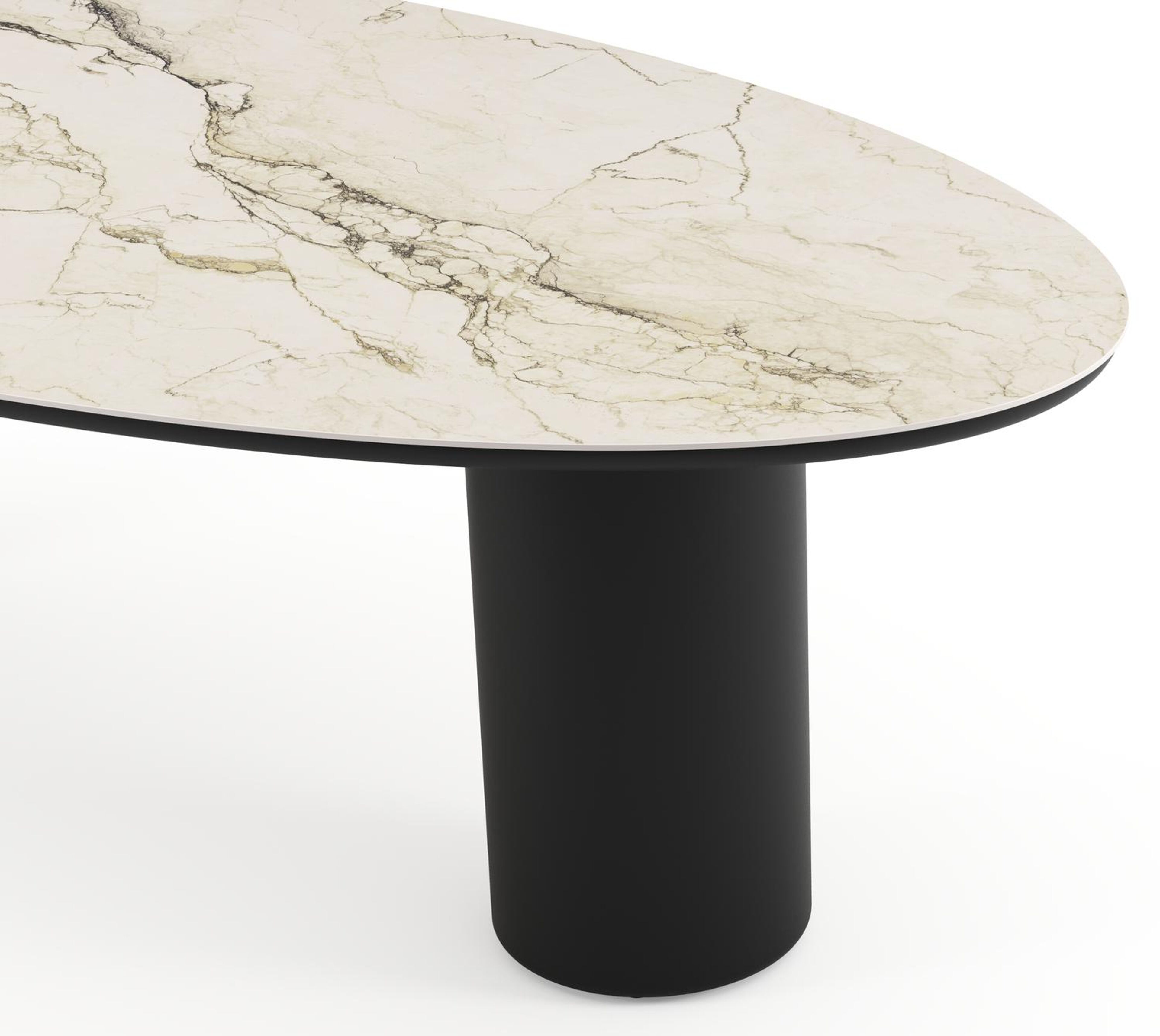 Amico tuintafel ovaal in zwart aluminium en volkeramiek Colorado Dunes - L 260 x B 125 x H 73.5 cm