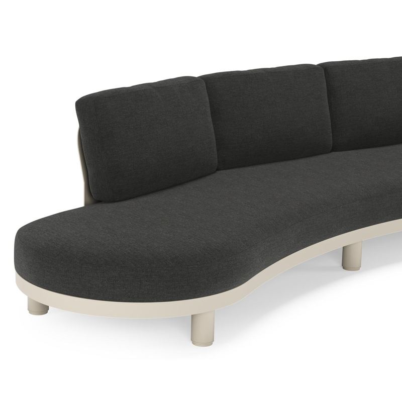 Donato loungebank in beige aluminium met all weather sunbrella® luxe Chartres Sooty kussen