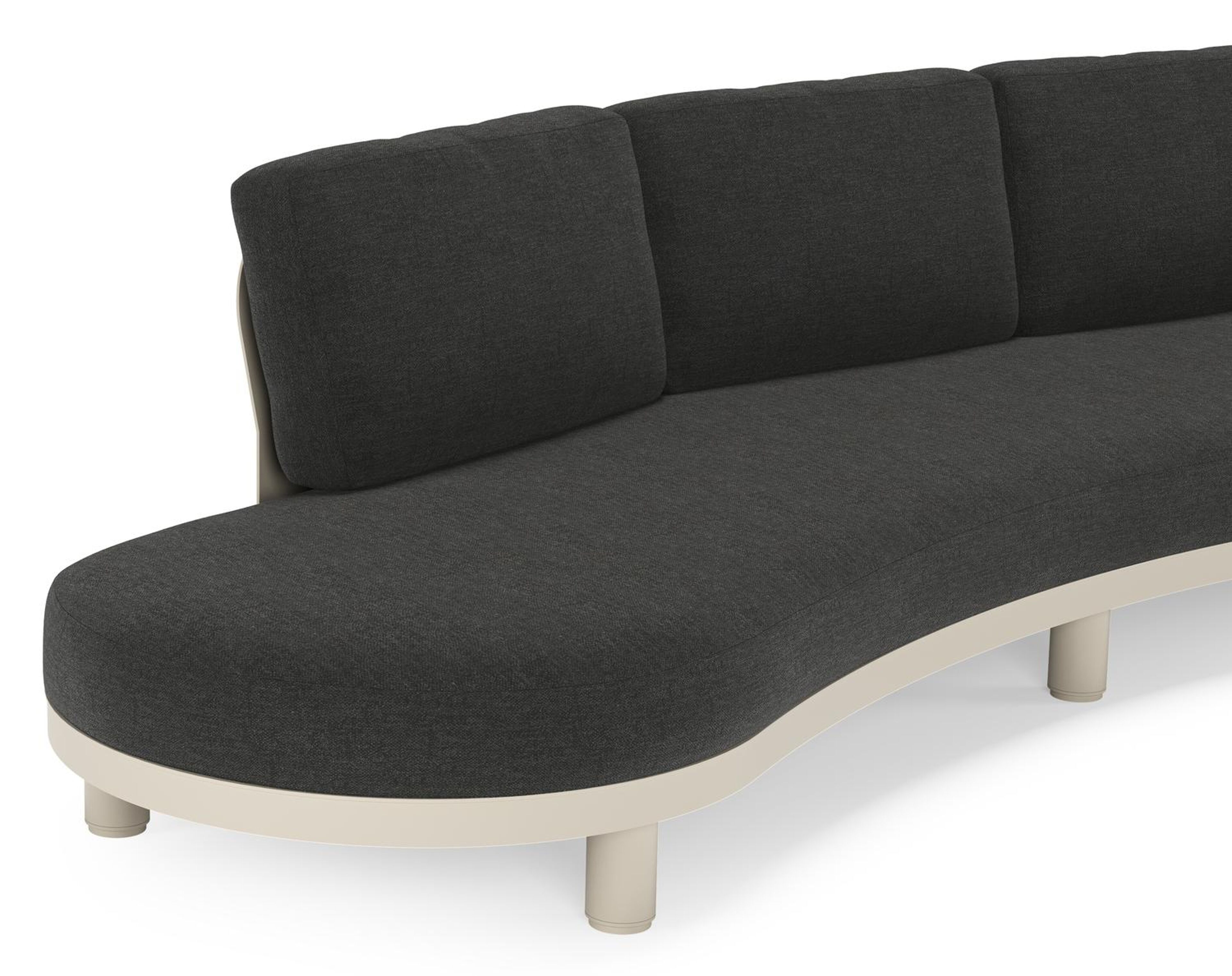 Donato loungebank in beige aluminium met all weather sunbrella® luxe Chartres Sooty kussen