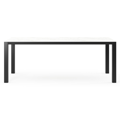 Como tuintafel in zwart aluminium en volkeramiek Calacatta - L 200 x B 100 x H 75 cm