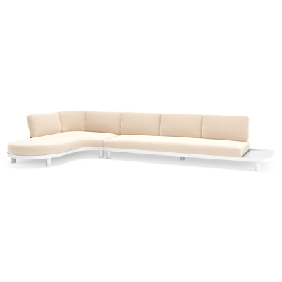 Donato loungehoek in wit aluminium met all weather sunbrella® luxe Natte Linen Chalk kussen