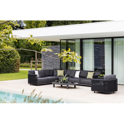 Donato loungetafel in zwart aluminium en black obsession volkeramiek - L 151 x B 90 x H 25 cm