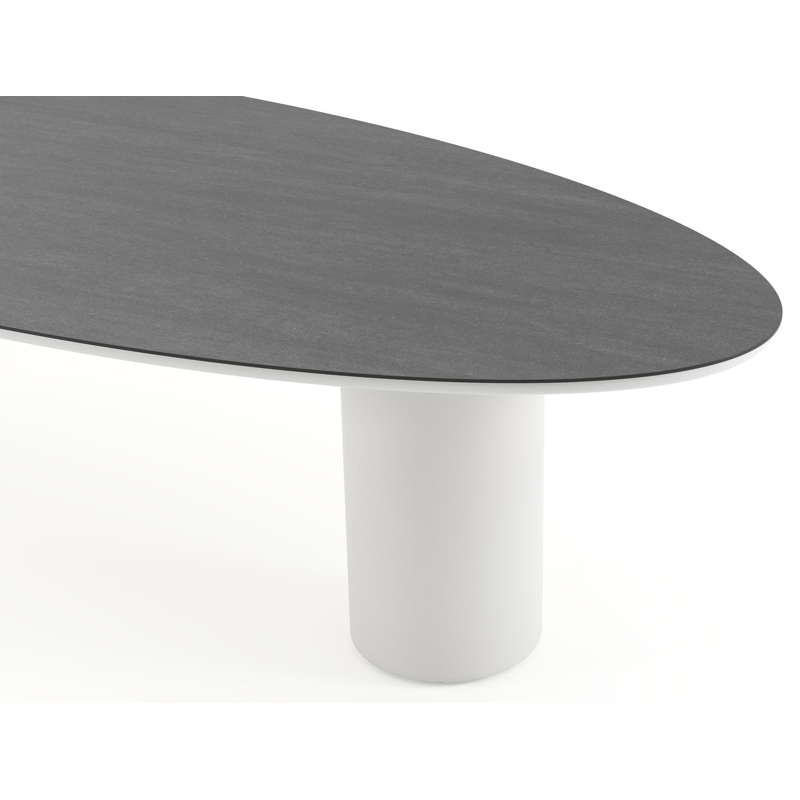 Amico tuintafel ovaal in wit aluminium en volkeramiek Basalt Black - L 320 x B 130 x H 73.5 cm