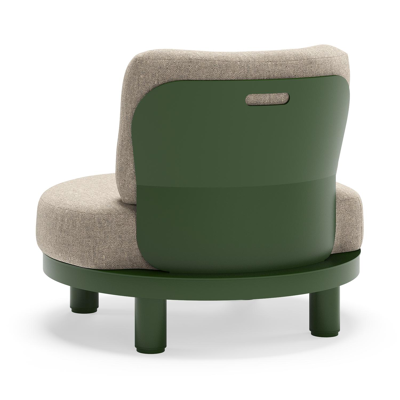 Donato loungestoel in groen aluminium met all weather sunbrella® luxe Chartres Pewter kussen