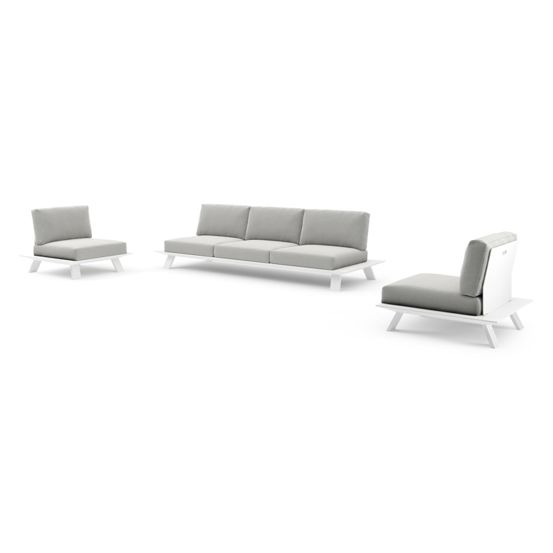 Cesano loungeset in wit aluminium met savane nimbus all weather sunbrella® luxe kussens