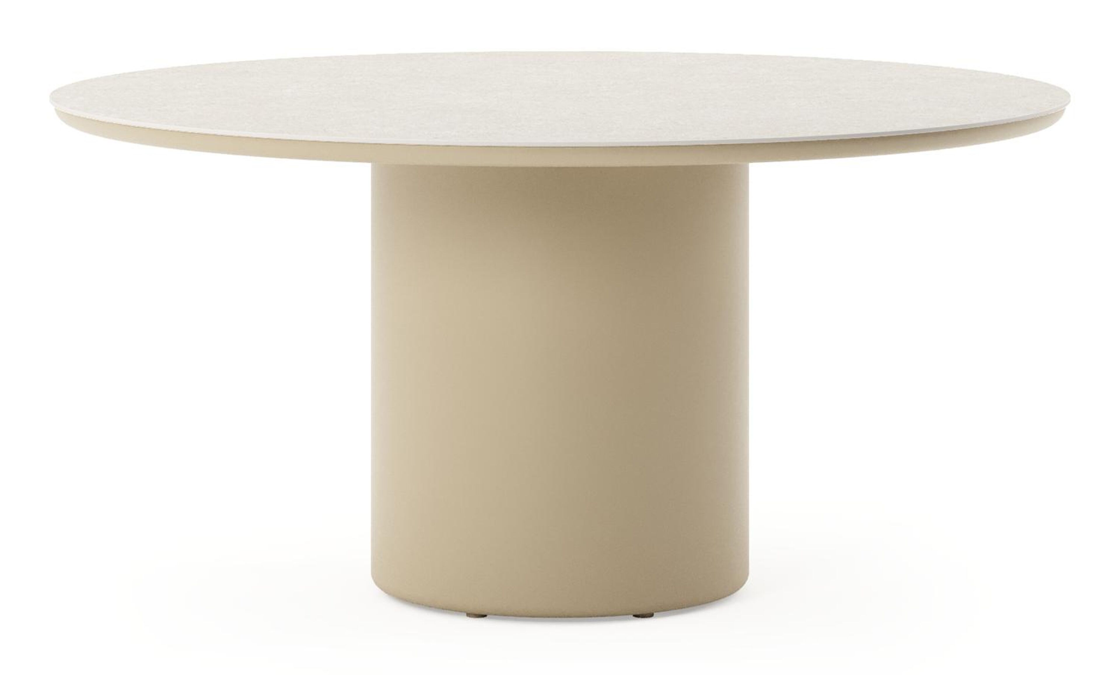Table de jardin Amico rond en aluminium beige et céramique pleine Shilin - Diam. 148 x Haut. 74 cm