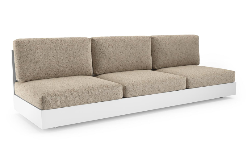 Canapé de jardin Como en aluminium blanc et coussins en all weather cosytica bora jungle