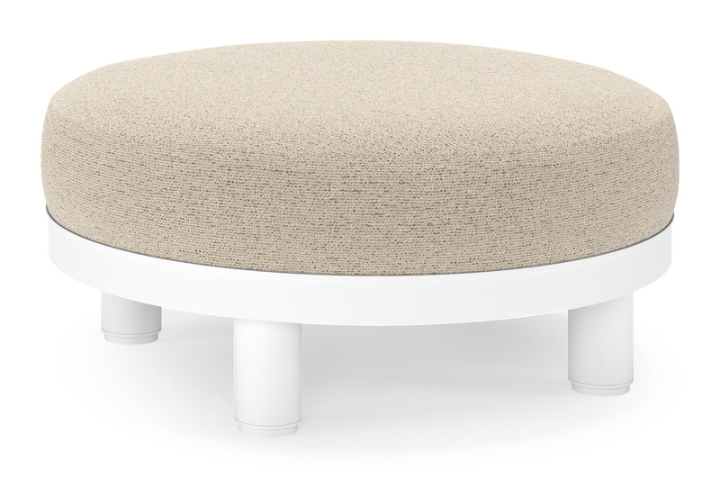 Donato lounge poef in wit aluminium met All Weather Cosytica Marbella Beige kussen