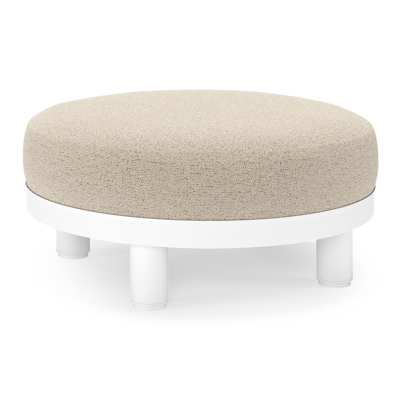 Donato lounge poef in wit aluminium met All Weather Cosytica Marbella Beige kussen