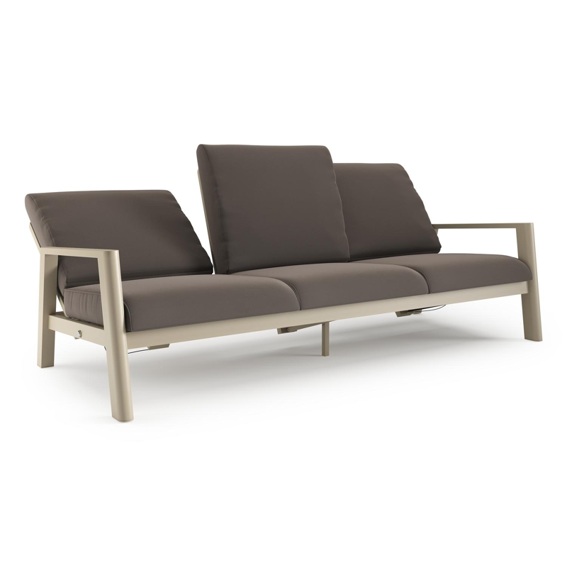 Cirello loungebank in beige aluminium met natte nature grey all weather sunbrella® luxe kussen