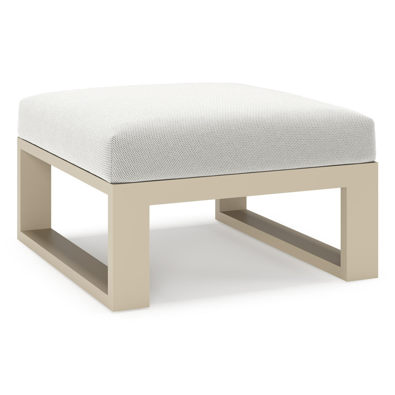 Verato poef in beige aluminium met lopi ash all weather sunbrella® luxe kussen