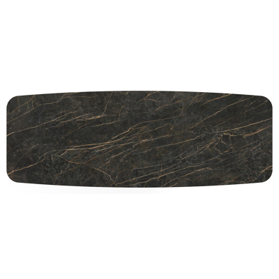 Table de jardin Lacrima forme de bateau en aluminium blanc et céramique pleine Black Obsession - Lg. 315 x Lrg. 115 x Haut. 73 cm