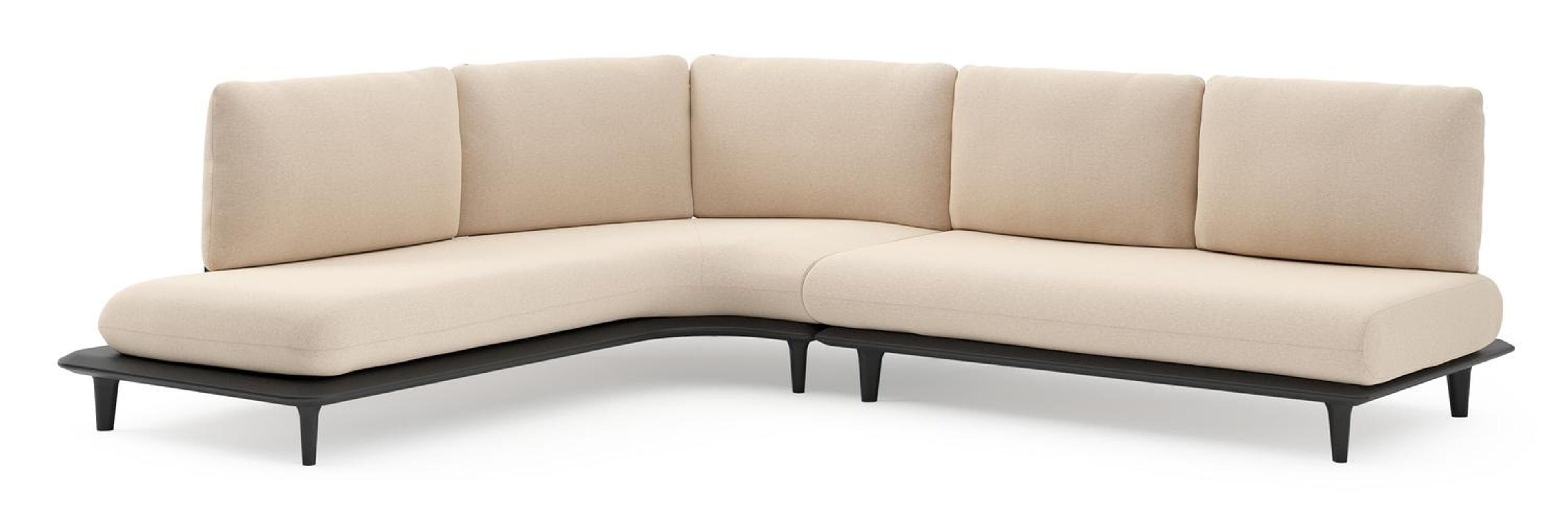 Bomero loungehoek in zwart aluminium met heritage papyrus all weather sunbrella® luxe kussen