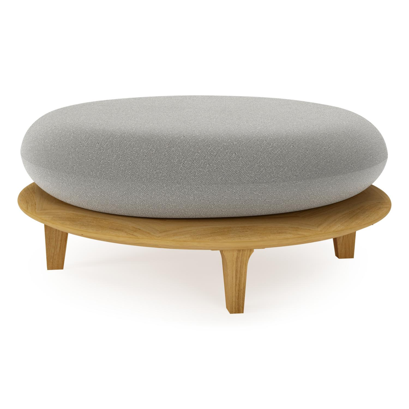 Pouf Bomero en teck et coussins en all weather sunbrella® luxe savane zinc