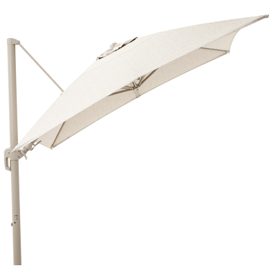 Rufina zweefparasol met tiltfunctie in beige aluminium en Sunbrella Luxe Tundra Sand parasoldoek - L1 400 x L2 300 cm