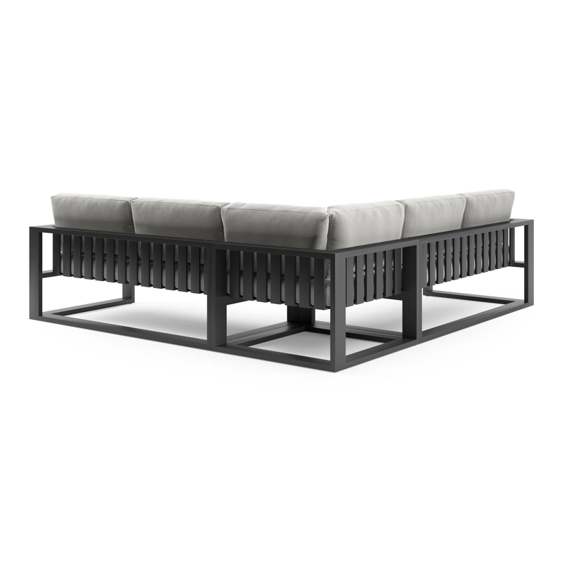 Verato loungehoek in zwart aluminium met lopi ash all weather sunbrella® luxe kussen