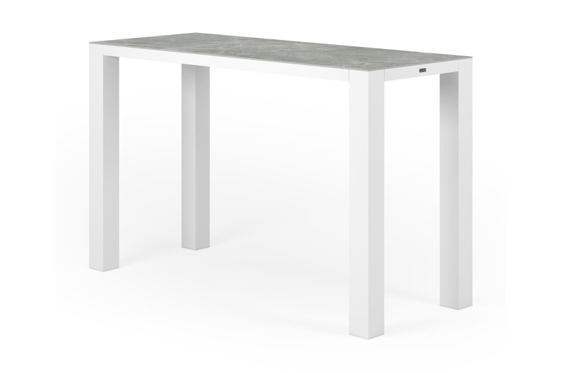 Nano bartafel in wit aluminium en volkeramiek zaha stone - L 170 x B 70 x H 106 cm