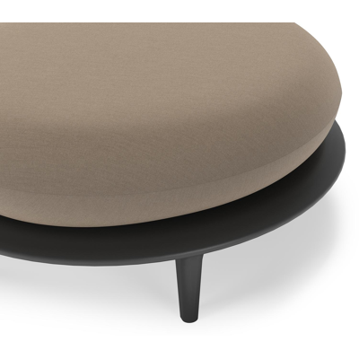 Bomero poef in zwart aluminium met natte heather grey all weather sunbrella® luxe kussen