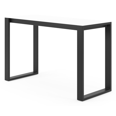 Verato bartafel in zwart aluminium en volkeramiek Arctic White - L 170 x B 70 x H 105 cm