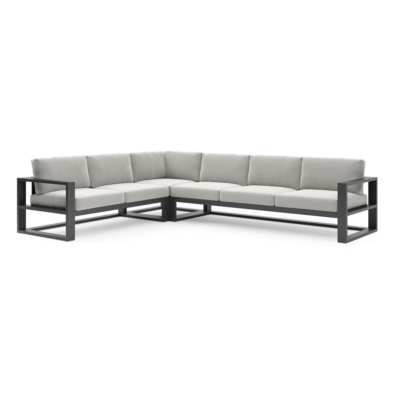 Verato loungehoek in zwart aluminium met lopi ash all weather sunbrella® luxe kussen