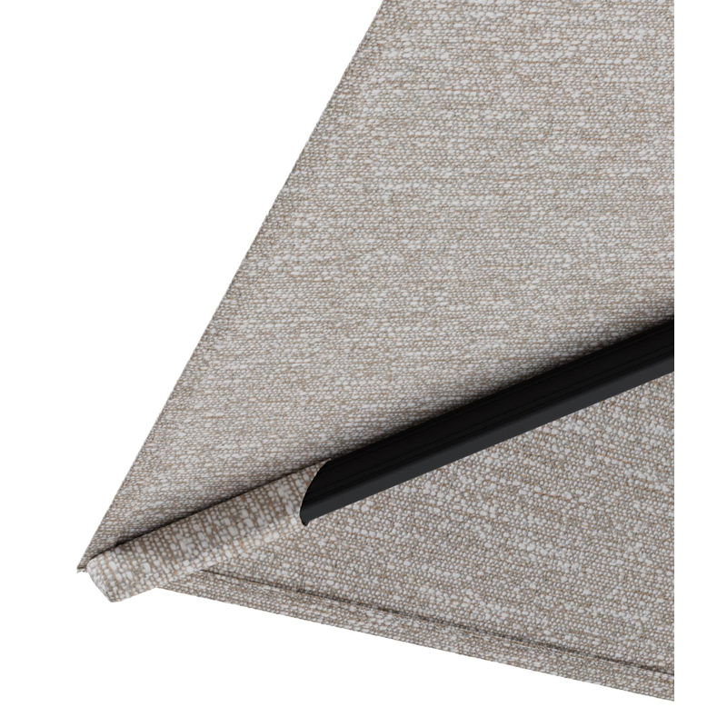 Parasol pendant Rufina avec fonction tilt en aluminium noir et toile de parasol en All Weather Sunbrella® Luxe Tundra Sand  - Lg.1 400 x Lg.2 300 cm (sans pied de parasol