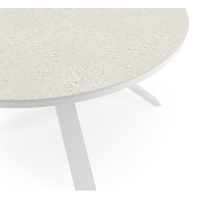 Table de jardin Cesano en aluminium blanc et céramique pleine shilin - Dia. 148 x H 74,5 cm