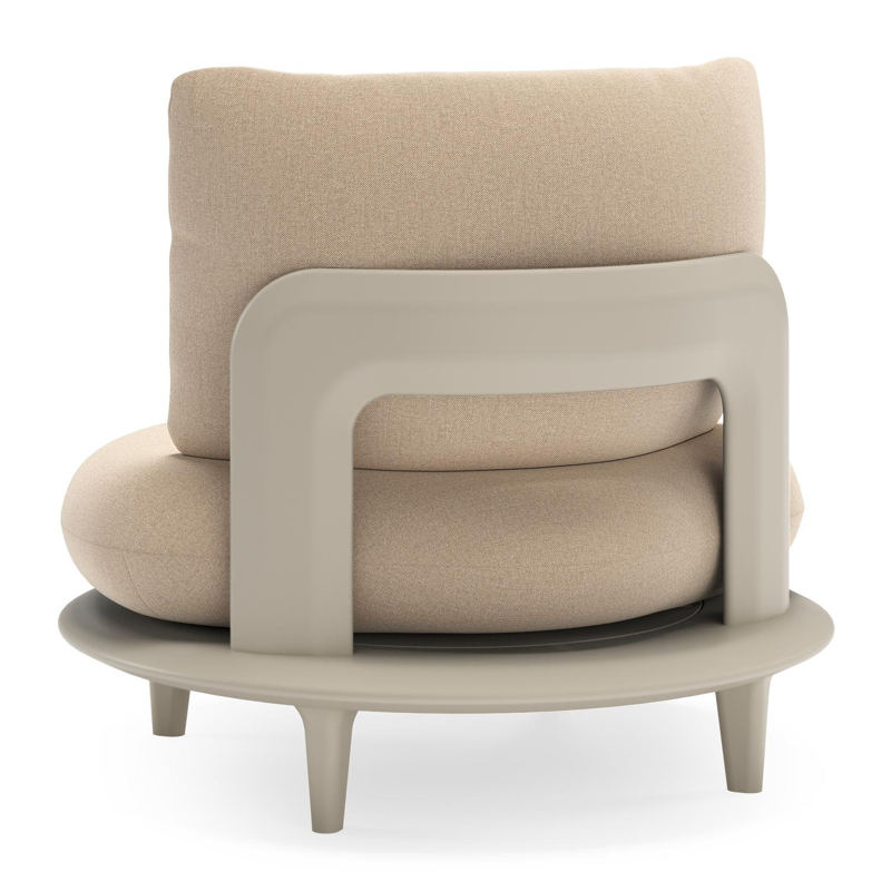 Bomero loungestoel in beige aluminium met natte heather beige all weather sunbrella® luxe kussen