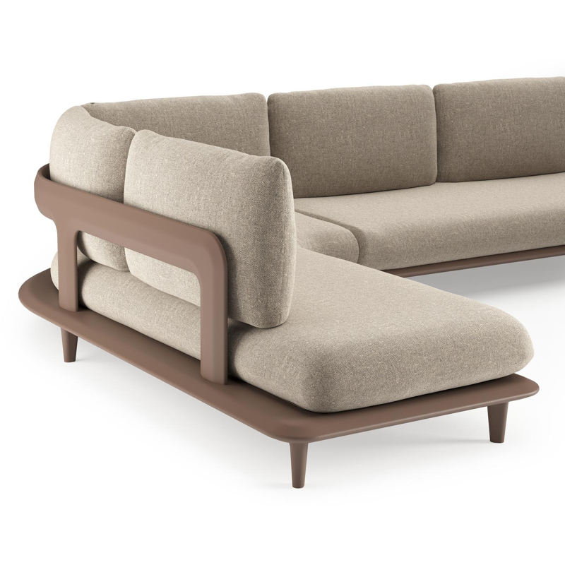 Bomero loungehoek in taupe aluminium met chartres pewter all weather sunbrella® luxe kussen