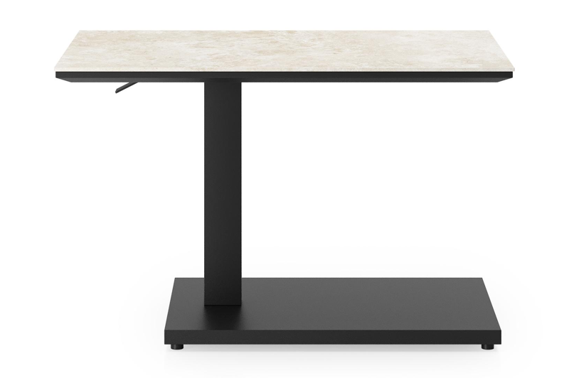 Cirello pop-up bijzettafel in zwart aluminium en volkeramiek Rapolano - L 70 x B 50 x H 44 cm