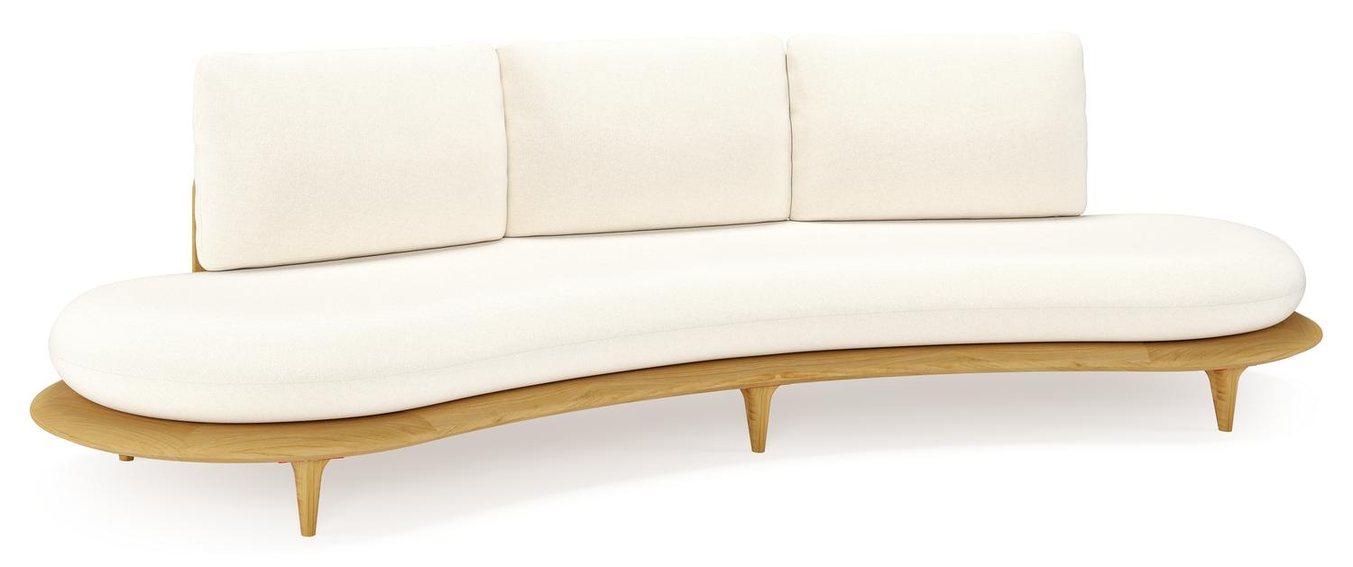 Bomero loungebank in teak met natte white all weather sunbrella® luxe kussen